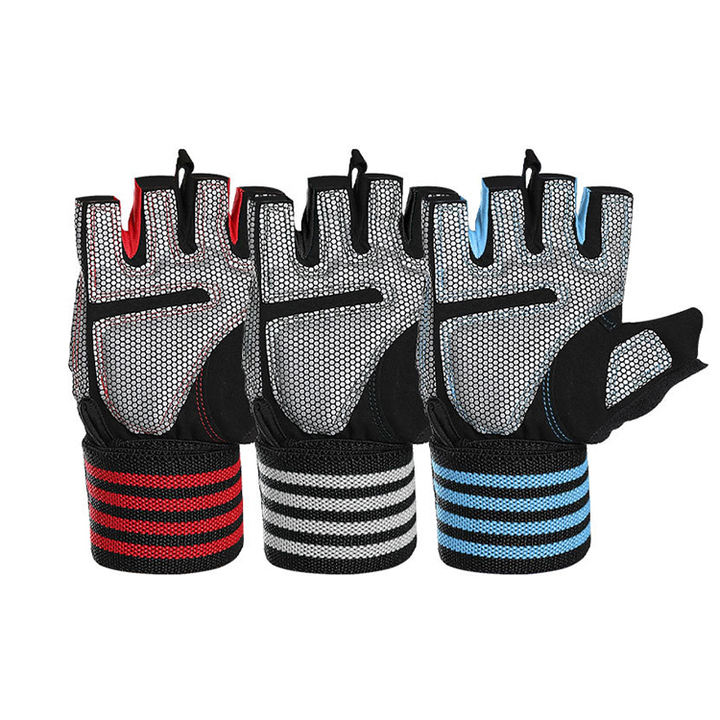 Outdoor sports cycling fitness wrist protection gloves running hiking exposed fingers half finger gloves yoga training gloves