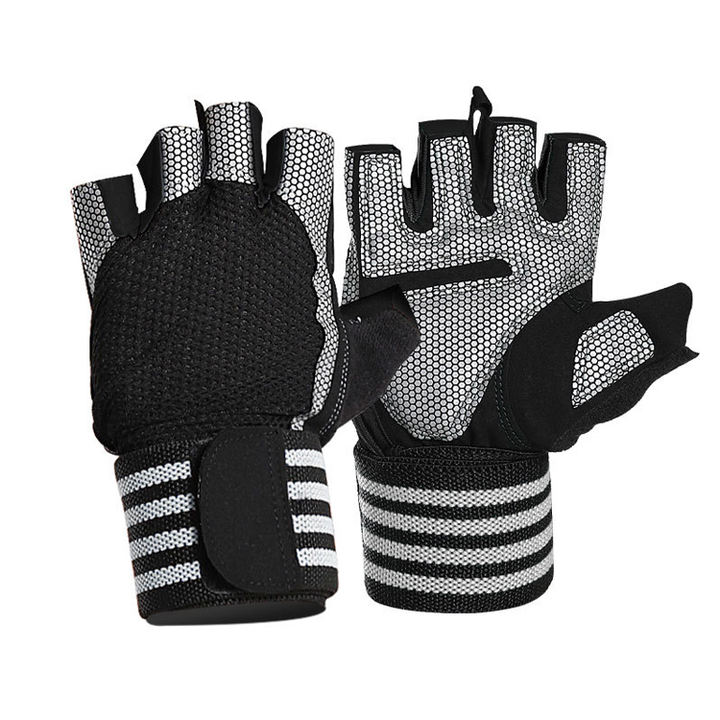 Outdoor sports cycling fitness wrist protection gloves running hiking exposed fingers half finger gloves yoga training gloves