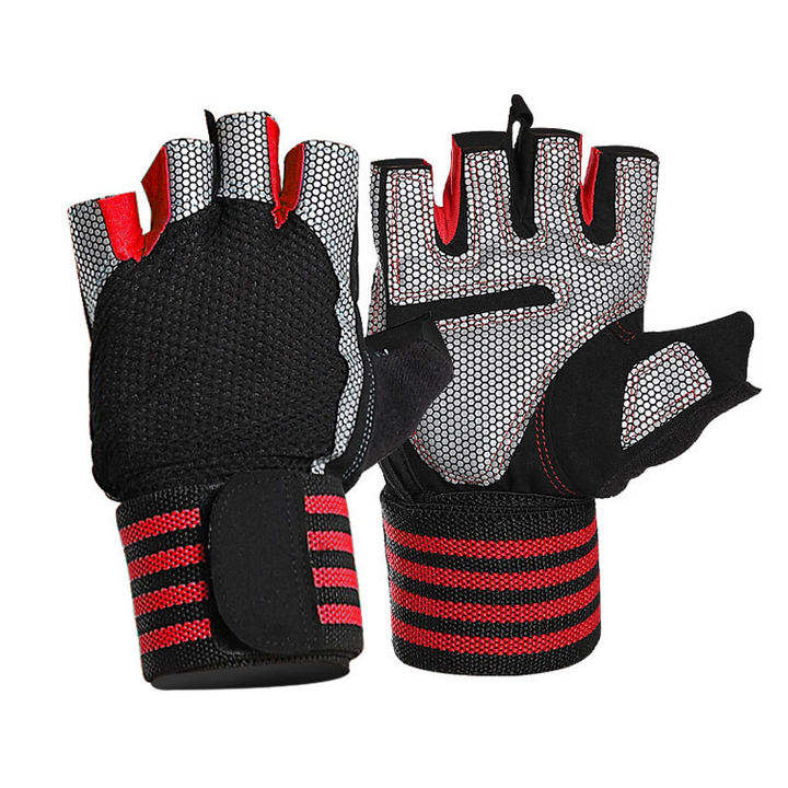 Outdoor sports cycling fitness wrist protection gloves running hiking exposed fingers half finger gloves yoga training gloves