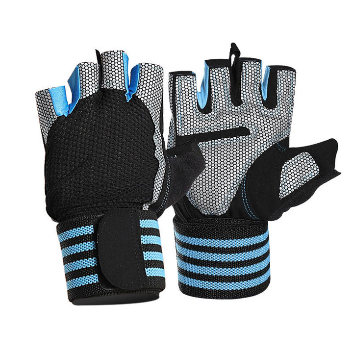 Outdoor sports cycling fitness wrist protection gloves running hiking exposed fingers half finger gloves yoga training gloves