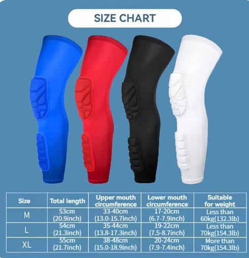 Professional Adult Teenagers Sports Long Crashproof Honeycomb Kneepads Compression Leg Sleeves Basketball Knee Supports