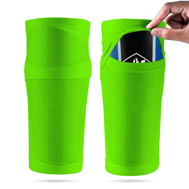 Professional Football Mesh Fabric breathable brace support sleeve With Pocket Protect Shin