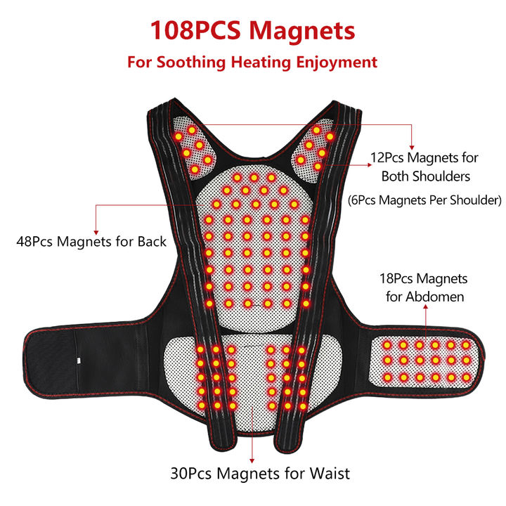 Self Heating Back Support Waist Brace Magnetic Heating Corrector Therapy Belt Back Posture Corrector Spine Back Lumbar Belt