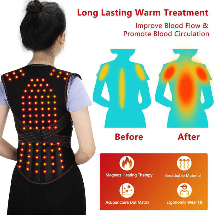 Self Heating Back Support Waist Brace Magnetic Heating Corrector Therapy Belt Back Posture Corrector Spine Back Lumbar Belt