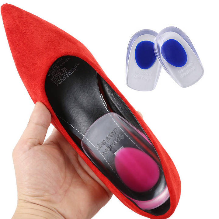 Soft Silicone Gel Insoles for heel spurs pain Foot cushion Foot Massager Care Half Heel Insole Pad Height Increase