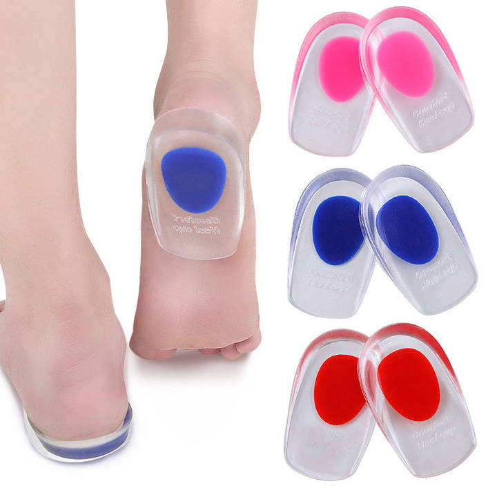 Soft Silicone Gel Insoles for heel spurs pain Foot cushion Foot Massager Care Half Heel Insole Pad Height Increase