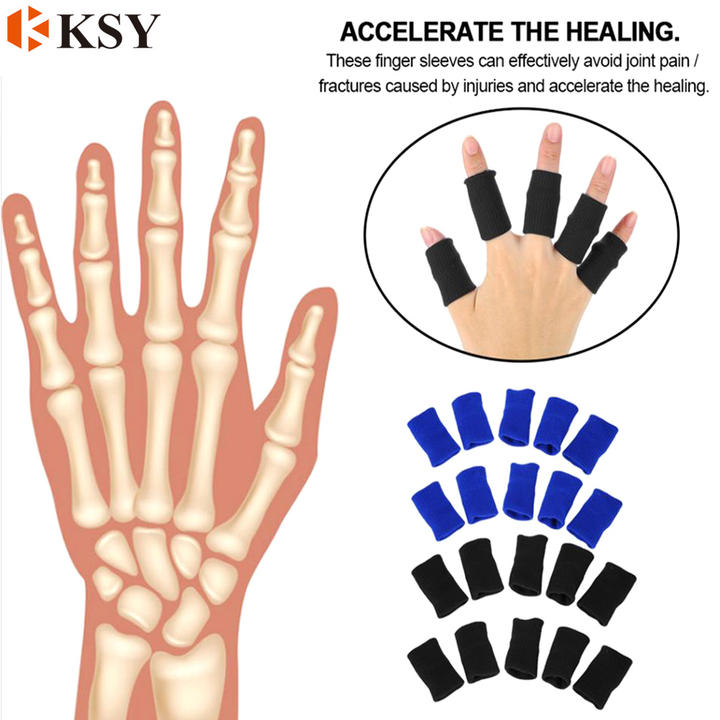 Sports finger protection basketball fitness nylon finger cover elastic breathable sports knitted finger joint protection Factory Pricing