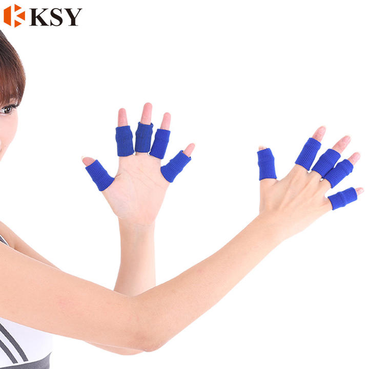 Sports finger protection basketball fitness nylon finger cover elastic breathable sports knitted finger joint protection Factory Pricing