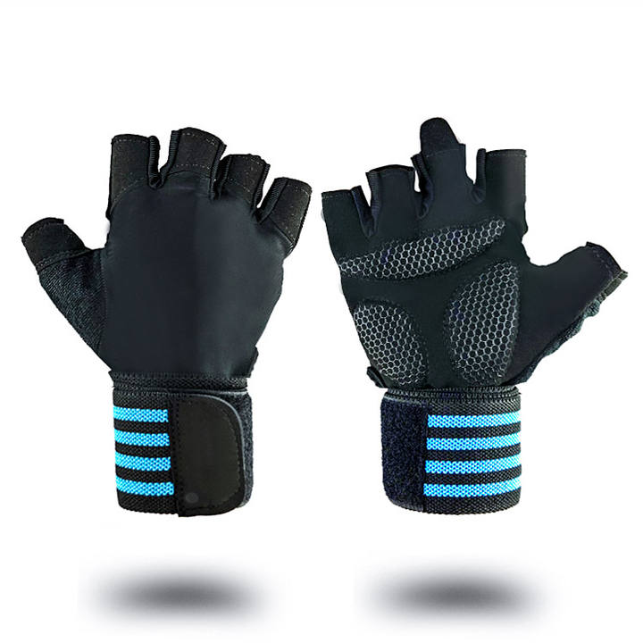 Sports fitness cycling half finger gloves weightlifting gloves with extended wrist protection breathable bicycle gloves