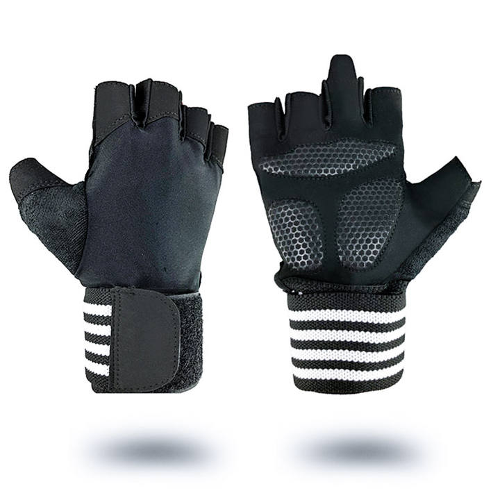 Sports fitness cycling half finger gloves weightlifting gloves with extended wrist protection breathable bicycle gloves