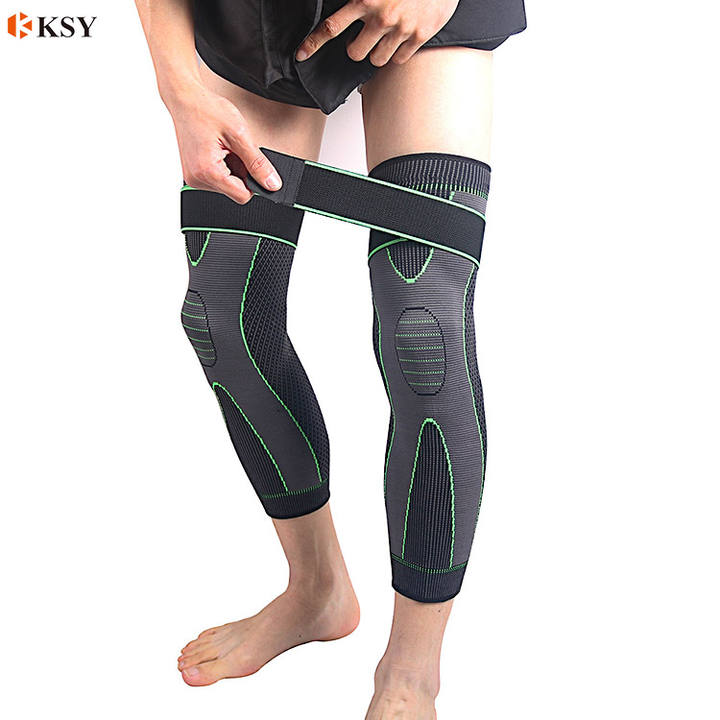 Unisex Basketball Sports Leg Brace Knee Sleeve Long Compression Full Leg Sleeve with Elastic Strap Factory Wholesale Factory