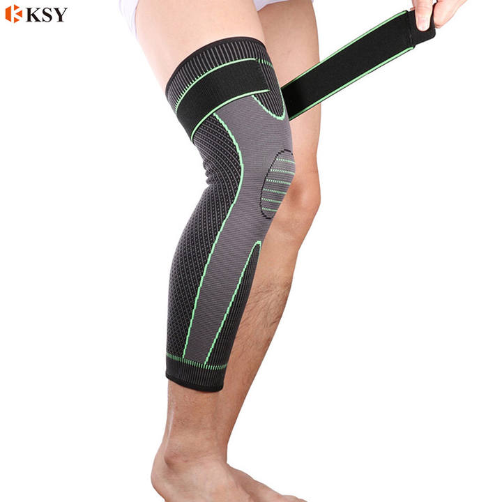 Unisex Basketball Sports Leg Brace Knee Sleeve Long Compression Full Leg Sleeve with Elastic Strap Factory Wholesale Factory