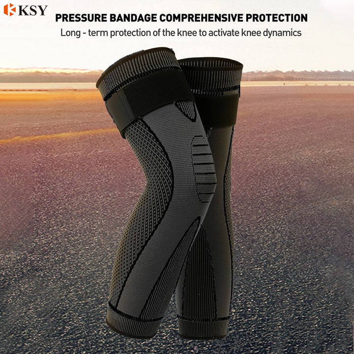 Unisex Basketball Sports Leg Brace Knee Sleeve Long Compression Full Leg Sleeve with Elastic Strap Factory Wholesale Factory