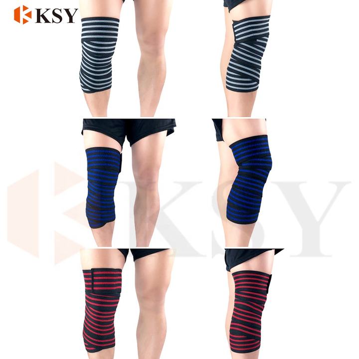 Weight lifting sports elastic Fitness knee brace strap elastic knee bandage wraps China Factory Direct