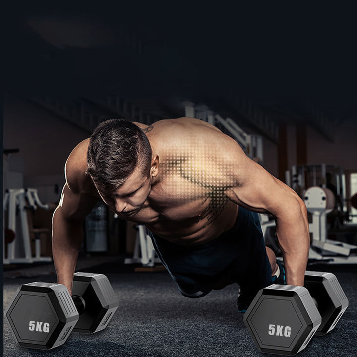Wholesale Cast Iron Fitness Equipment Round Head Rubber Dumbbell/Rubber Hex Dumbbell Factory Pricing Supply