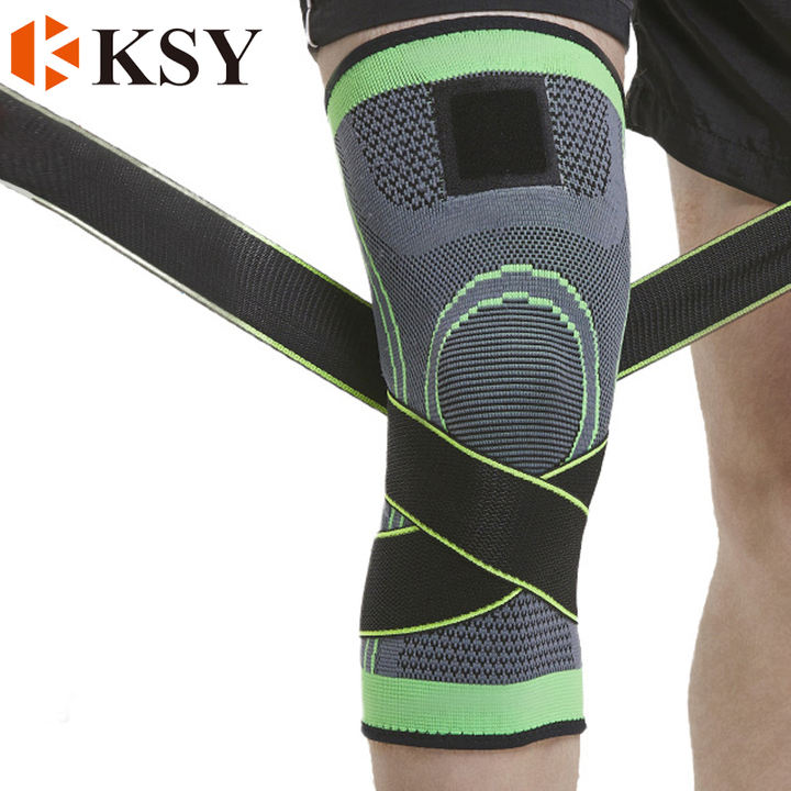 Wholesale Compression Knee Sleeve Elastic Knee Pads Spandex Knee Brace Silicon with Spring