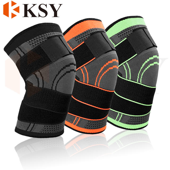 Wholesale Compression Knee Sleeve Elastic Knee Pads Spandex Knee Brace Silicon with Spring