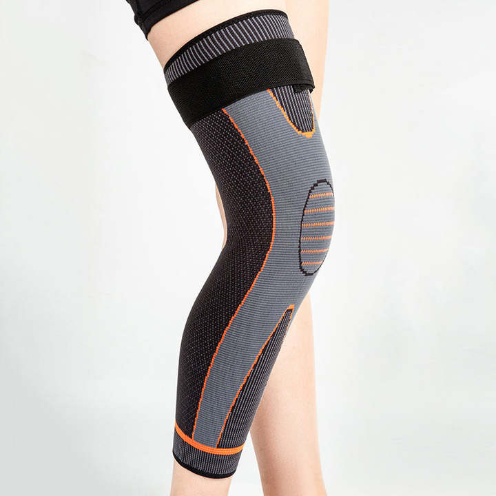 Wholesale Knitted Elastic Nylon Knee Pads Knee Support Sleeve Compression Sports Knee Brace With Belt