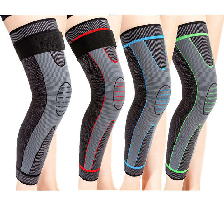 Wholesale Knitted Elastic Nylon Knee Pads Knee Support Sleeve Compression Sports Knee Brace With Belt China Industrial Supplier Chain
