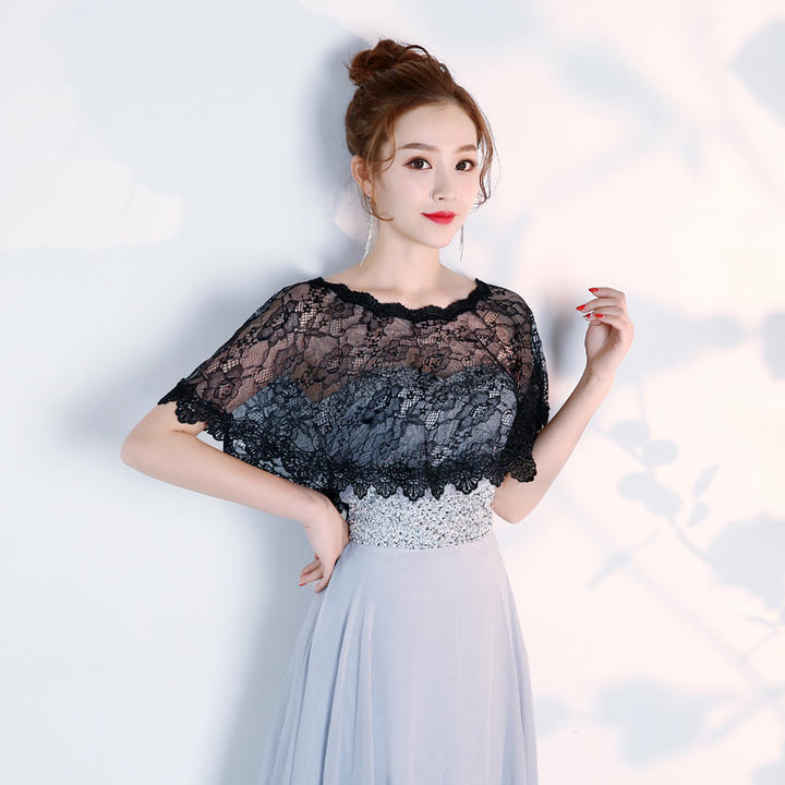 Women Floral Lace Shawl Wrap Wedding Bridal Bolero Cover Up Tulle Shrug Cape