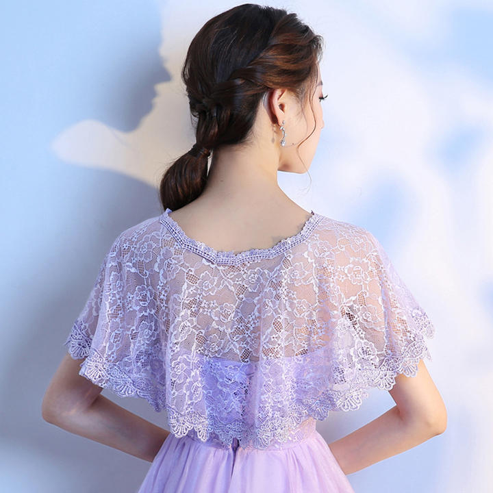 Women Floral Lace Shawl Wrap Wedding Bridal Bolero Cover Up Tulle Shrug Cape