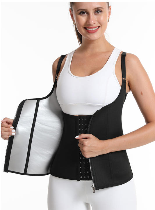 Women Sauna Shaper Vest Thermo Sweat Shapewear Tank Top Slimming Vest Waist Trainer Corset Gym Fitness Hot Workout Zipper Shirt Wholesale Distribution Distributor