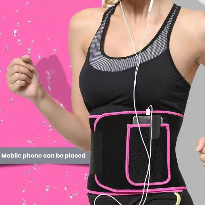 Women Slimming Belt Gym Fitness Corset Waist Support Adjustable Sweat Waist Trimmer Trainer Body Shaper Lumbar Belt with Pocket Factory Wholesale Export