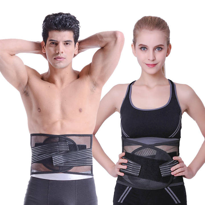 Women compression back support braces belt with pump for lower back pain