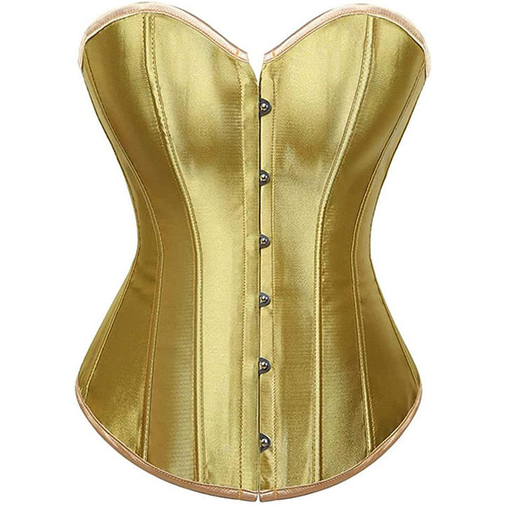 Women's Gothic Corset and Bustier Sexy Burlesque Satin Body Shaper Waist Cincher Lingerie Bridal Victorian Costume Slim Corset