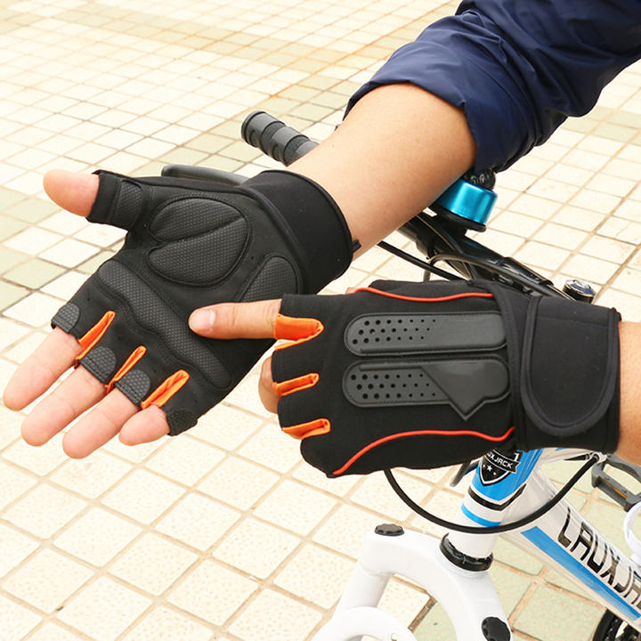 Fingerless workout strap men dumbbell weight lifting gym wrist wraps gloves Large-Scale Factory