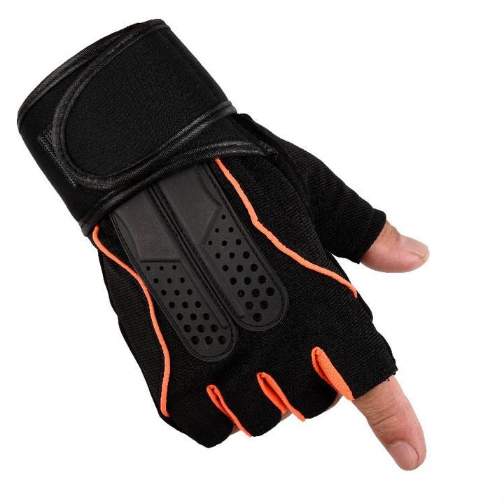 Fingerless workout strap men dumbbell weight lifting gym wrist wraps gloves Large-Scale Factory