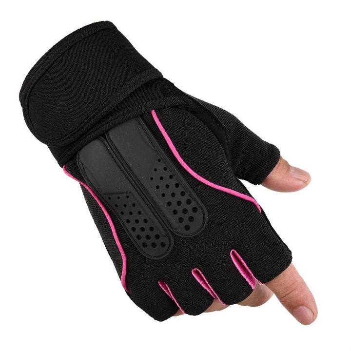 Fingerless workout strap men dumbbell weight lifting gym wrist wraps gloves Large-Scale Factory