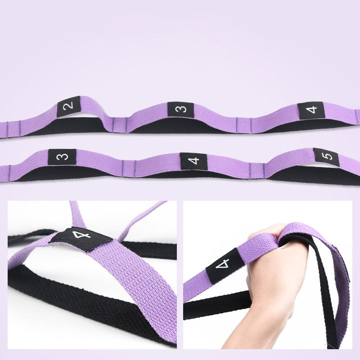 polyester stretch band non elastic adjustable multi loops exercise yoga strap