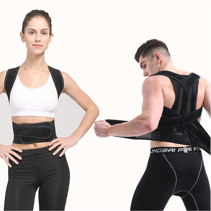 Shoulder lumbar brace adjustable posture corrector back for men and women 