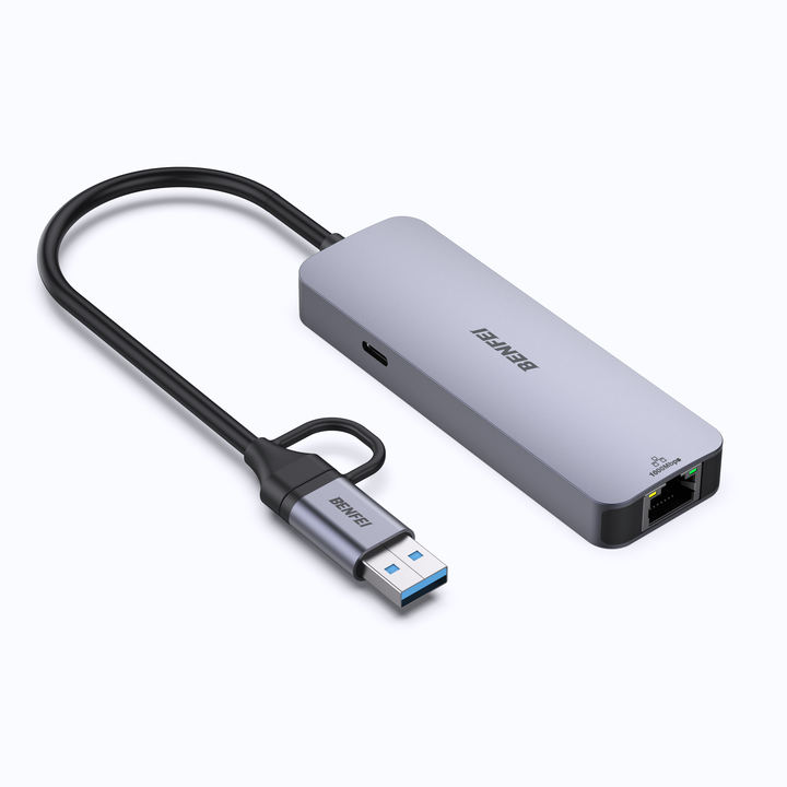 5-IN-1 USB-A/USB-C MULTI-PORT HUB 1000Mbps Ethernet  USB3.0x3