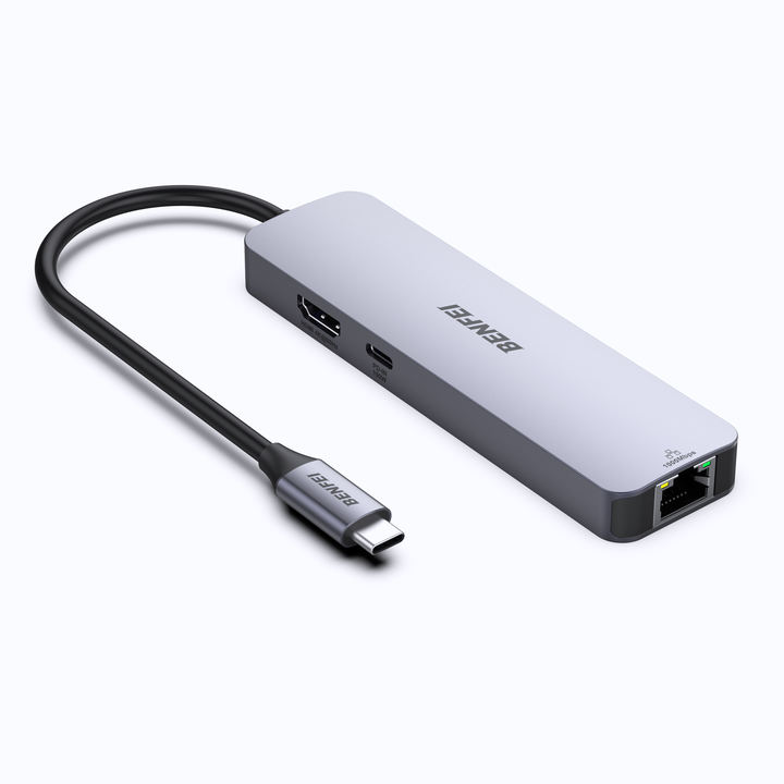 6-IN-1 USB-A/USB-C MULTI-PORT HUB 4K 60Hz HDMI PD 100W  1000Mbps Ethernet  USB3.0x2 USB Cx1 for data