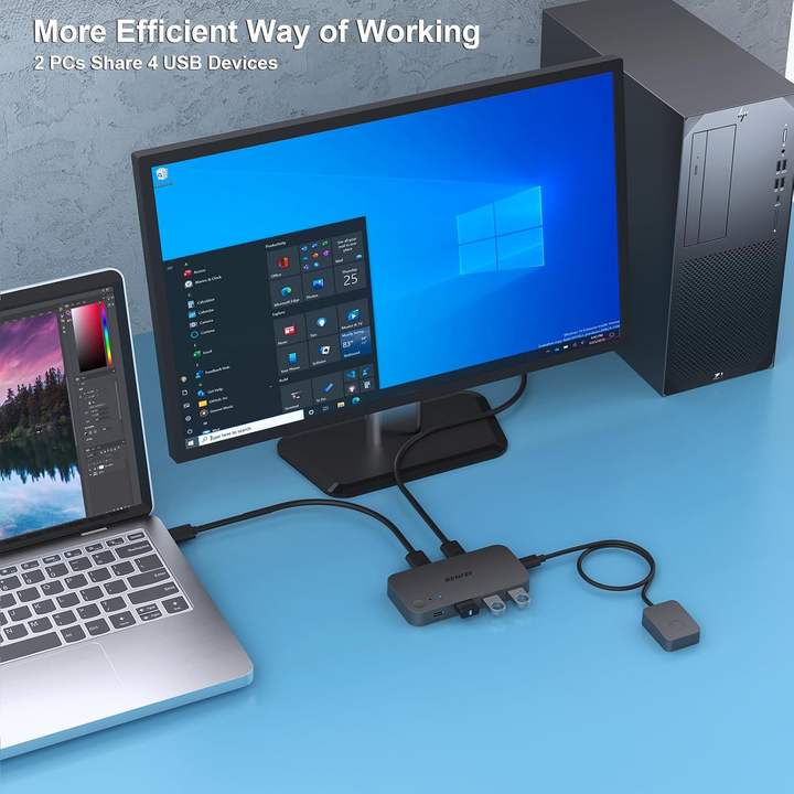 BENFEI 2 in 4 USB Switch, Supports up to 5Gbps Data Transfer Speed, With the 3 x USB 3.0 Ports and 1 x USB-C Port Direct Factory Wholesale Innovation