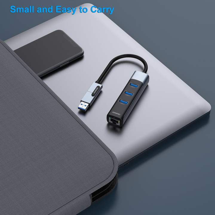 BENFEI 2 in1 USB-C/USB 3.0 to Ethernet Adapter Support 1000Mbps with 3*USB 3.0 Ports Industrial Wholesale