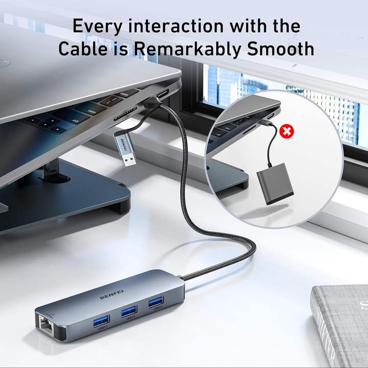 BENFEI 5-IN-1 USB-A/USB-C MULTI-PORT HUB 1000Mbps Ethernet  USB3.0x3 Export Factory