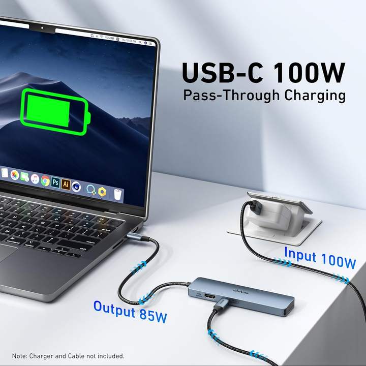 BENFEI 6-IN-1 USB-A/USB-C MULTI-PORT HUB 4K 60Hz HDMI PD 100W  1000Mbps Ethernet  USB3.0x3