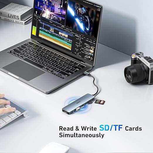 BENFEI 7-in-1 USB C Hub With HDMI Dual USB-A  1 USB-C Data 100W Charge SD TF Card Reader Silicone Tangle-Free Cable Factory to Consumer Operations