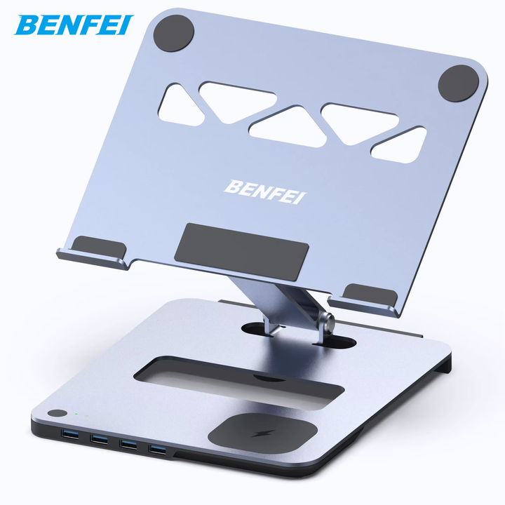 BENFEI Brand New Laptop Stand with USB C Hub, Multi Function With USB and KVM Switch and 15W Wireless Charger Mass Wholesale