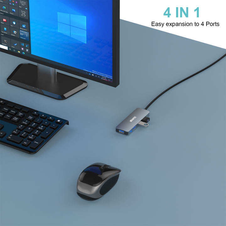 BENFEI USB 3.0 Hub 4 Port, Ultra-Slim USB Hub with 1 Meter Extended Cable, Compatible for MacBook, Mac Pro, Mac Mini, iMac China Factory Supply