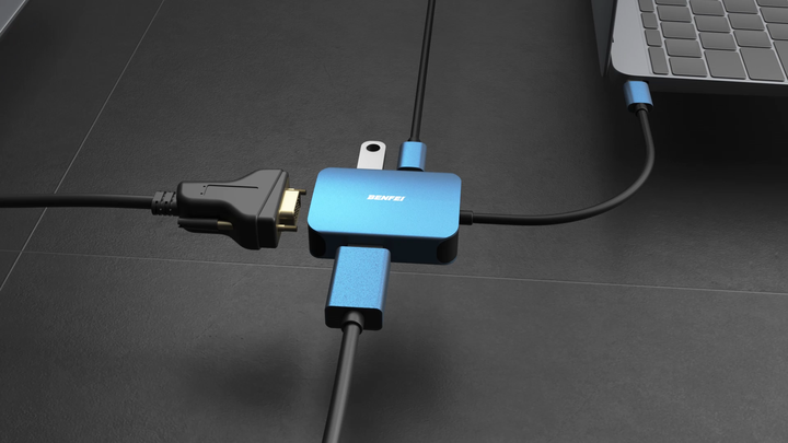 BENFEI USB C HUB 4 in1 Multiport Adapter with USB C to HDMI VGA USB 3.0 and 60W Power Delivery, Type C To HDMI Cable. Affordable Factory Pricing Supply