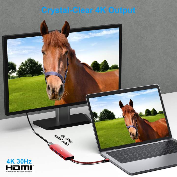 BENFEI USB C HUB 7in1 Multiport Adapter with USB-C to HDMI 4K@30Hz SD/TF Card Reader/3*USB 3.0/60W Power Delivery China Bulk Supplier Customization