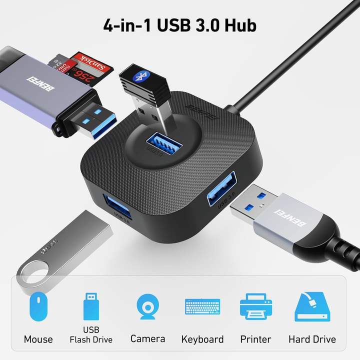 BENFEI USB C Hub 4 Ports USB 3.0 Hub with 5Gbps Data Transfer USB C Splitter Custom Manufacturing B2B