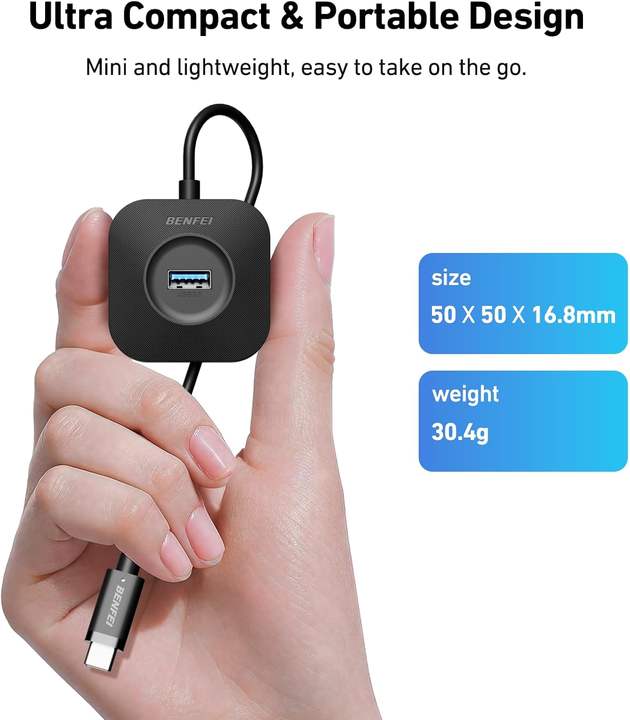 BENFEI USB C Hub 4 Ports USB 3.0 Hub with 5Gbps Data Transfer USB C Splitter Custom Manufacturing B2B