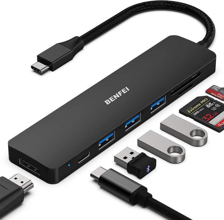 Customization USB C HUB 7in1 Multiport Adapter with USB-C to HDMI 4K@60Hz SD/TF Card Reader/3*USB 3.0/100W Power Delivery Global Wholesale Market Operations