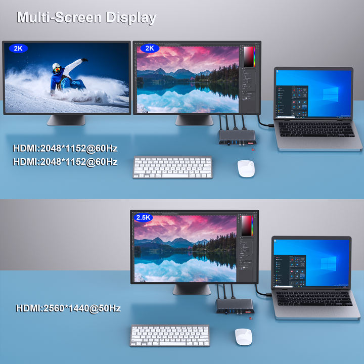 Customize 12-in-1 USB-A/USB-C Docking Station, Dual HDMI-, 6 USB Ports, SD/TF Card Reader, Gigabit Ethernet, Headphone Jack Manufacturing Services