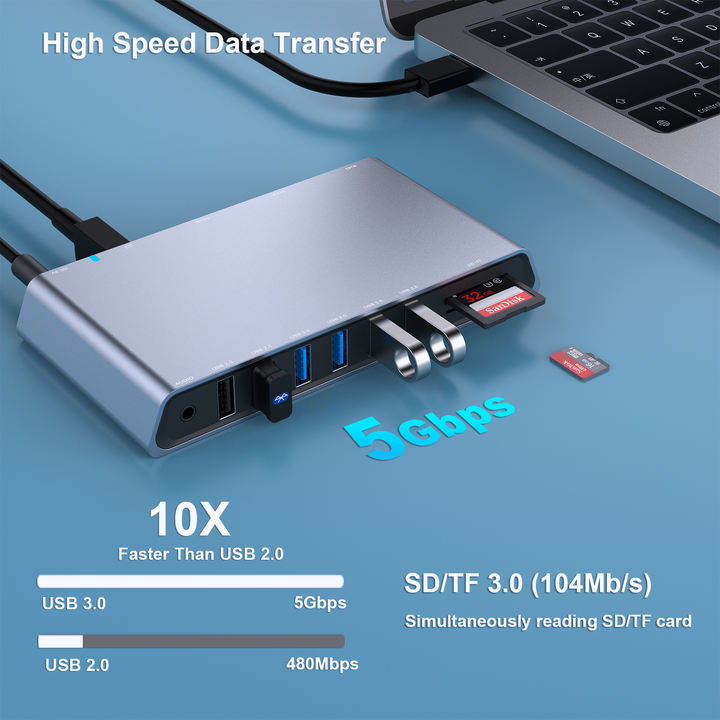 Customize 12-in-1 USB-A/USB-C Docking Station, Dual HDMI-, 6 USB Ports, SD/TF Card Reader, Gigabit Ethernet, Headphone Jack Manufacturing Services